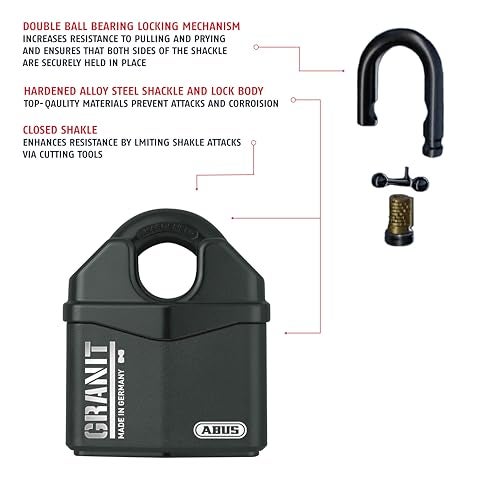 ABUS Granit 37/80 Heavy Duty Hardened Steel Padlock - Closed Shackle Lock with 1/2" Shackle - Corrosion Resistant Outdoor Lock - Made in Germany - Keyed Different - Image 4