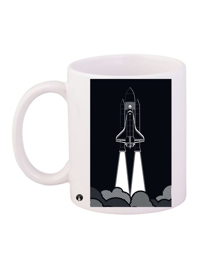 Rocket Printed Coffee Mug White/Black 11ounce