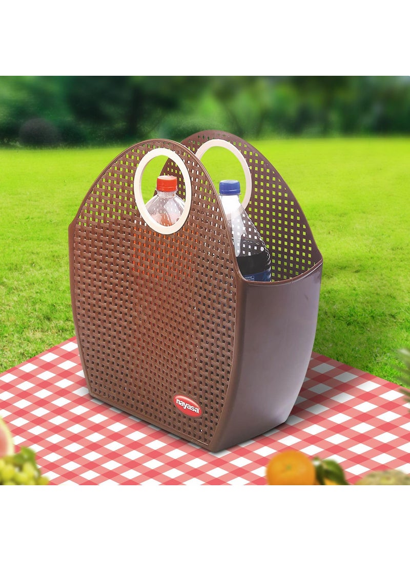 NAYASA Nayasa Tiffany Plastic Rectangular Basket (Brown)  - Image 2