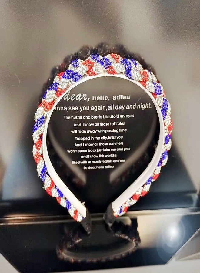 Soochat 4th of July Headband Patriotic Rhinestone Headband Crystal Red White Blue Stripes Twist Hairband for Independence Day Holiday Party Hair Accessories - Image 5