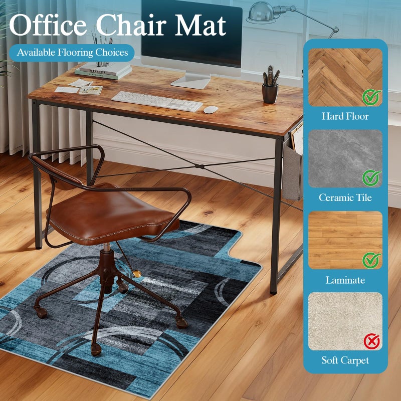 Lreedy Office Chair Mat for Hardwood Floor & Tile Floor,36"X 48" Heavy Duty Desk Chair Mat for Hard Floors, Under Desk Rug for Rolling Computer Chair,Anti Slip,Low Pile Carpet Protector-Convex Geo Blue Gray - Image 3
