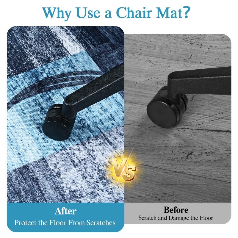 Lreedy Office Chair Mat for Hardwood Floor & Tile Floor,36"X 48" Heavy Duty Desk Chair Mat for Hard Floors, Under Desk Rug for Rolling Computer Chair,Anti Slip,Low Pile Carpet Protector-Convex Geo Blue Gray - Image 5