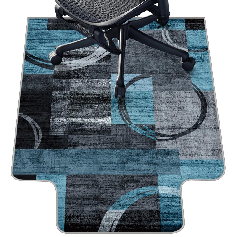 Lreedy Office Chair Mat for Hardwood Floor & Tile Floor,36"X 48" Heavy Duty Desk Chair Mat for Hard Floors, Under Desk Rug for Rolling Computer Chair,Anti Slip,Low Pile Carpet Protector-Convex Geo Blue Gray - Image 1