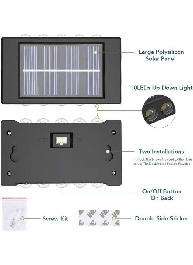 Generic LED Solar Wall Lights Outdoor 2 Pack 10 Fence Lights Waterproof Security Night Sensor Light for Pathway Porch Yard Garage Garden Walkway Driveway  - Image 5