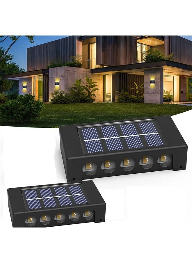 Generic LED Solar Wall Lights Outdoor 2 Pack 10 Fence Lights Waterproof Security Night Sensor Light for Pathway Porch Yard Garage Garden Walkway Driveway  - Image 1