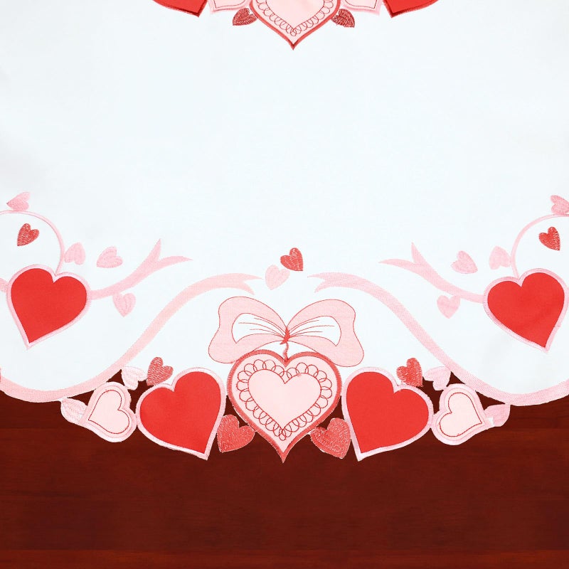Simhomsen Embroidered Oval Love Heart Tablecloth, Wedding Anniversary, Marriage Proposals or Engagements (Oval 56 Ã— 89 Inches) - Image 3