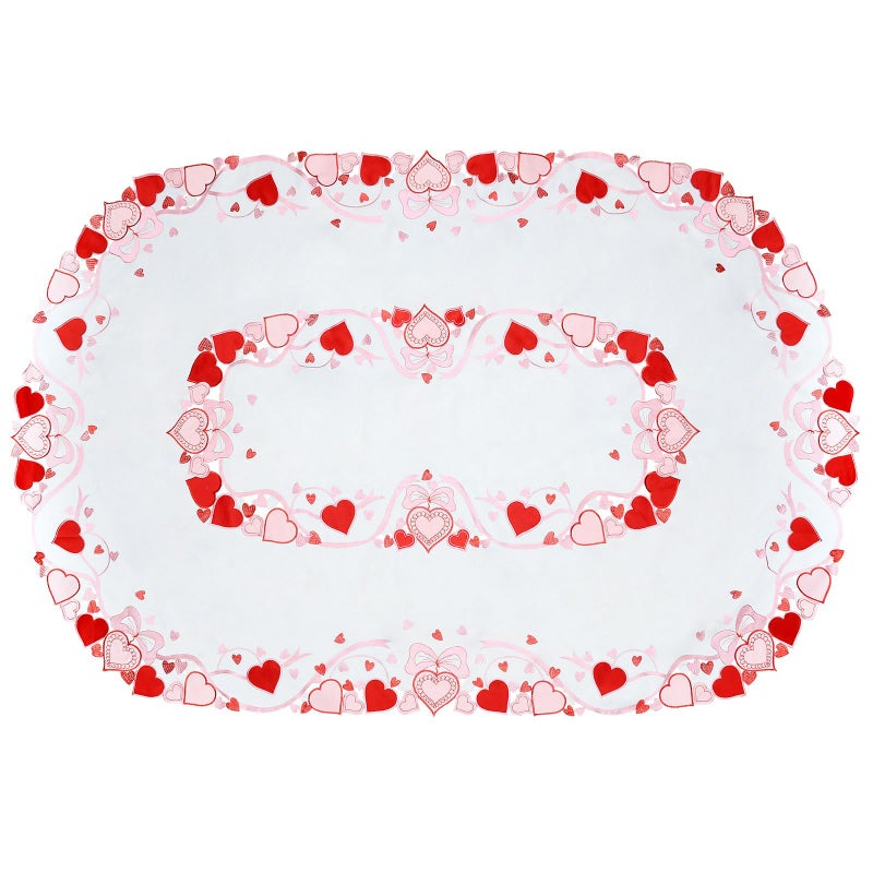 Simhomsen Embroidered Oval Love Heart Tablecloth, Wedding Anniversary, Marriage Proposals or Engagements (Oval 56 Ã— 89 Inches) - Image 2