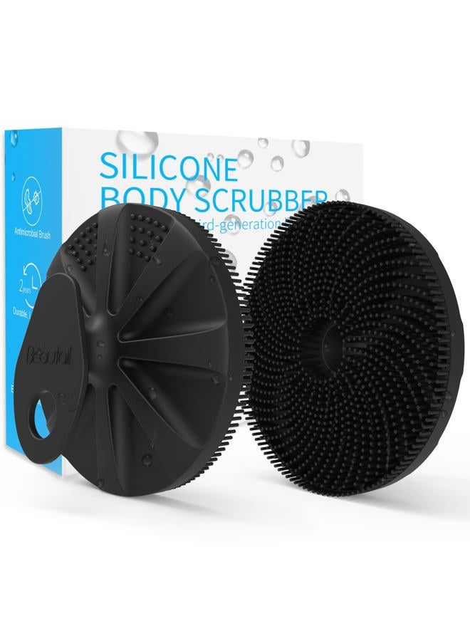 BEAUTAIL Silicone Body Scrubber, Upgrade 3rd Gen Shower Bath Brush, Lather Nicely, Soft Massage Body, More Hygienic Than Traditional Loofah, Gentle Exfoliating for Sensitive Skin, 1 Pack, Black - Image 1
