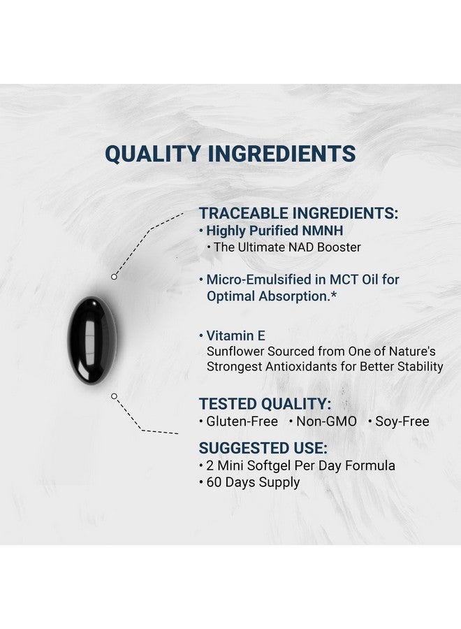 Naturalis NMNH (بديل NMN النشط) دihydronicotinamide Mononucleotide 300mg - قد يعزز مستويات NAD+ بشكل أفضل ويدعم - مستحلب نانو في زيت MCT لامتصاص أفضل - 120 كبسولة لينة - Image 3