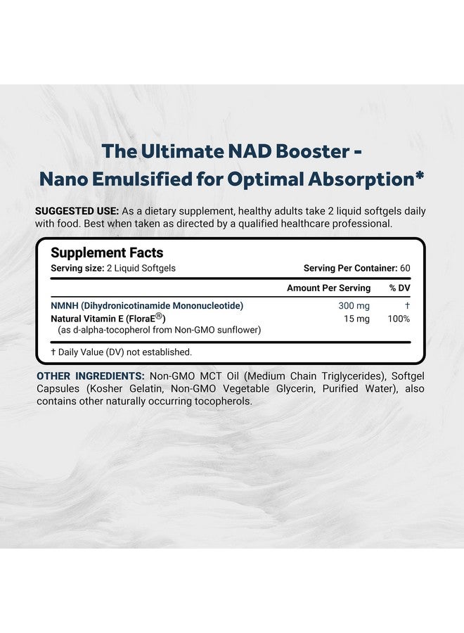 Naturalis NMNH (بديل NMN النشط) دihydronicotinamide Mononucleotide 300mg - قد يعزز مستويات NAD+ بشكل أفضل ويدعم - مستحلب نانو في زيت MCT لامتصاص أفضل - 120 كبسولة لينة - Image 2