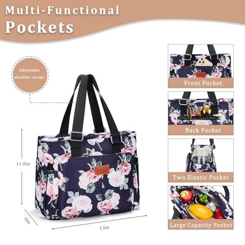 HSHRICH Lunch Bag Lunch Box Women Large Tote Lunch Bags Men Women Leakproof Insulated Lunch Cooler Bag for Adults Peony 14L - Image 3