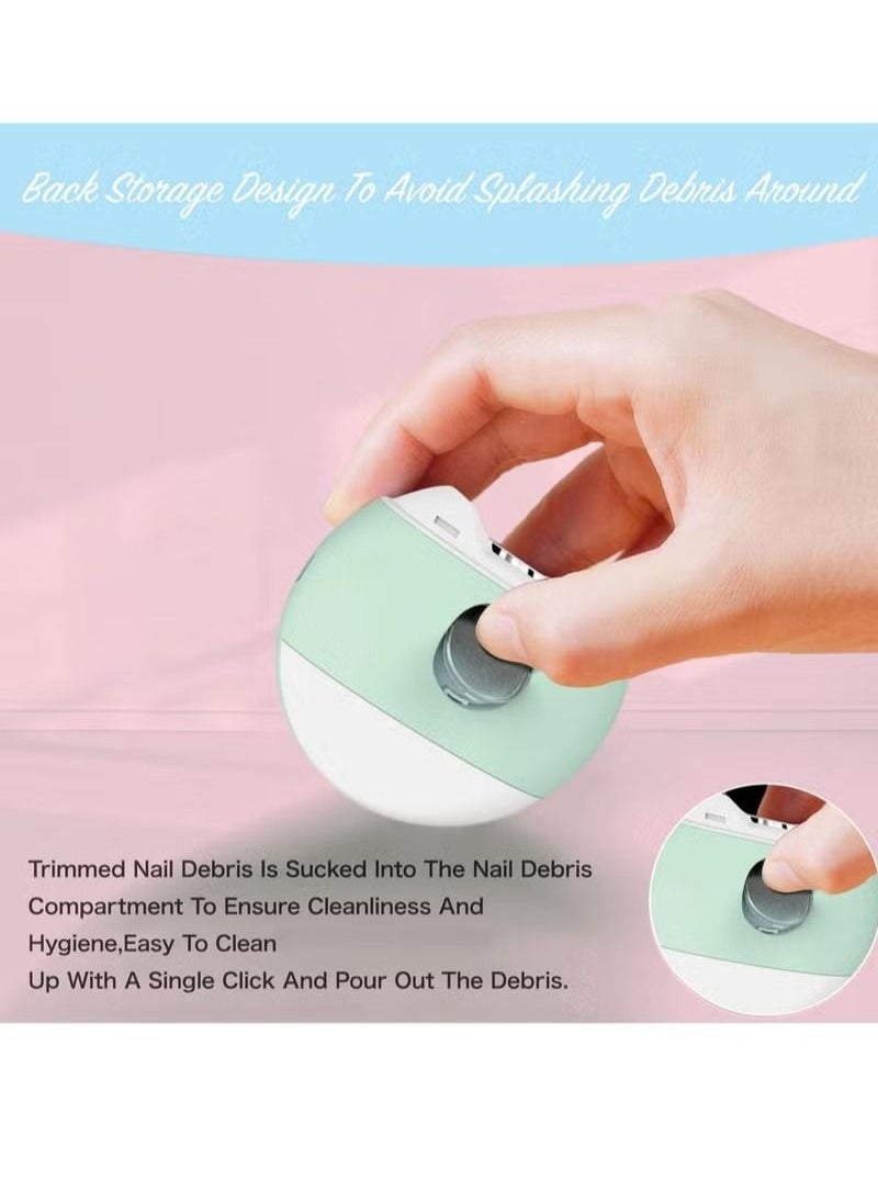 Generic - Electric Automatic Nail Clipper with Light & 2 Speeds,Fingernail Cutter and File 2 in 1 Design, Nail Scraps Storage,USB Rechargeable Safety Fingernail Trimmer for Baby, Kids, Seniors and Adult - Image 1