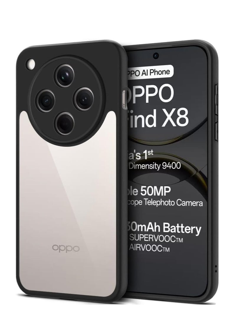 جراب حماية ممتص للصدمات لهاتف Oppo Find X8 5G مصنوع من السيليكون TPU ومتين للغاية وآمن للغاية مع كاميرا مثالية باللون الأسود