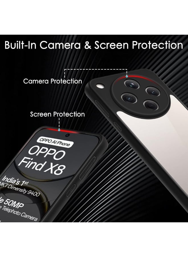 جراب حماية ممتص للصدمات لهاتف Oppo Find X8 5G مصنوع من السيليكون TPU ومتين للغاية وآمن للغاية مع كاميرا مثالية باللون الأسود