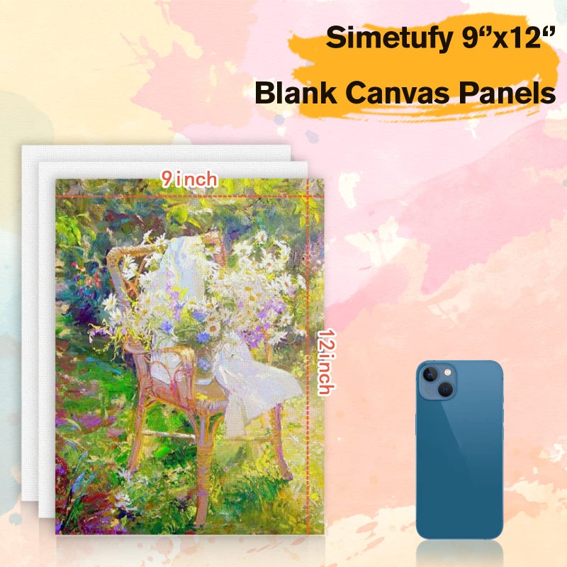 Simetufy 12 Pack 9 x 12 inch Canvas Boards for Painting Canvas Panels- Gesso Primed Acid-Free 100% Cotton for Acrylics Oil Watercolor Tempera Paints - Image 2