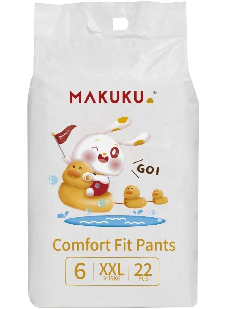 Makuku Comfort Fit Pants Diapers Size 6 (15+ kg) - 22 Count, Ultra-Thin and Breathable with SAP Instant Absorption Core, pH Balanced - Image 1