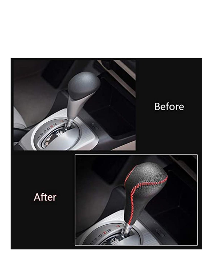 Y&D DIY Installation, Professional Designed, Automatic Transmission, Non-slip Leather Gear Knob Stick Covers AT for CIVIC 2006-2011 Ciimo 2011-2015 Shifter Red & Black Type T  - Image 3