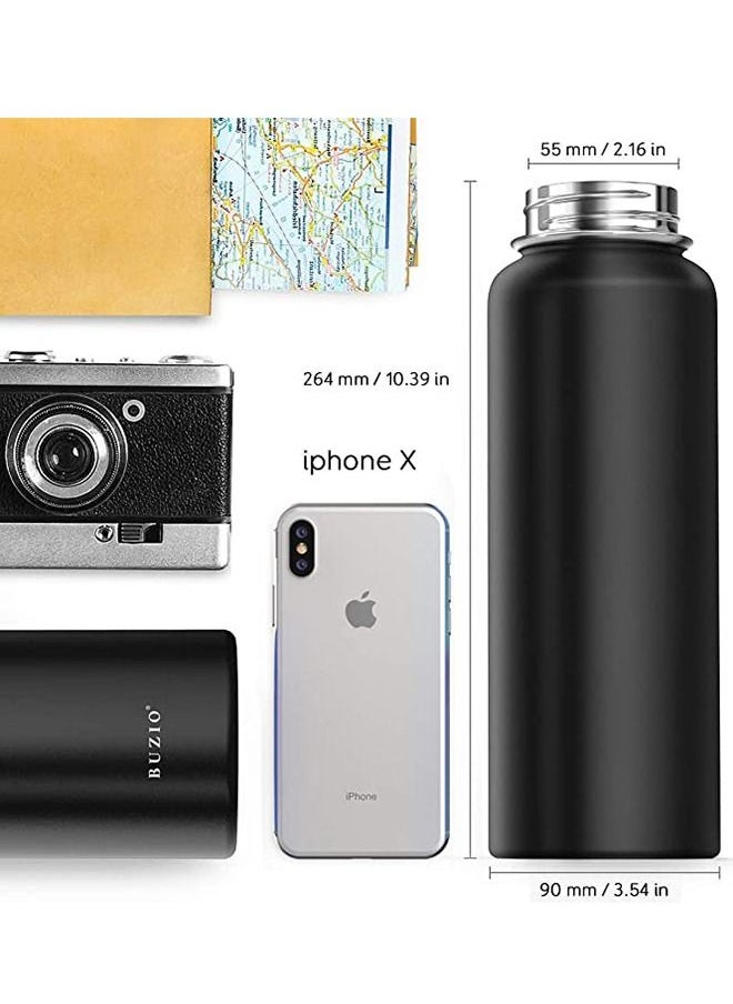 Taiahiro - Stainless Steel Water Bottle (Cold for 48 Hrs, Hot for 24 Hrs)Vacuum Insulated Water Bottle with Straw Lid and Flex Cap (Double Wall, Wide Mouth, BPA Free, Leak Proof, Sweat Free) - Image 1