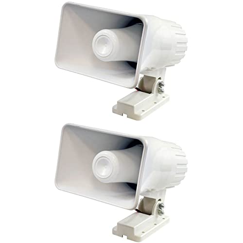 Pyle PHSP4 6" 50W Indoor/Outdoor Waterproof Home PA Horn Speaker, White, 2 Pack with Mounting Bracket and Hardware - Image 1