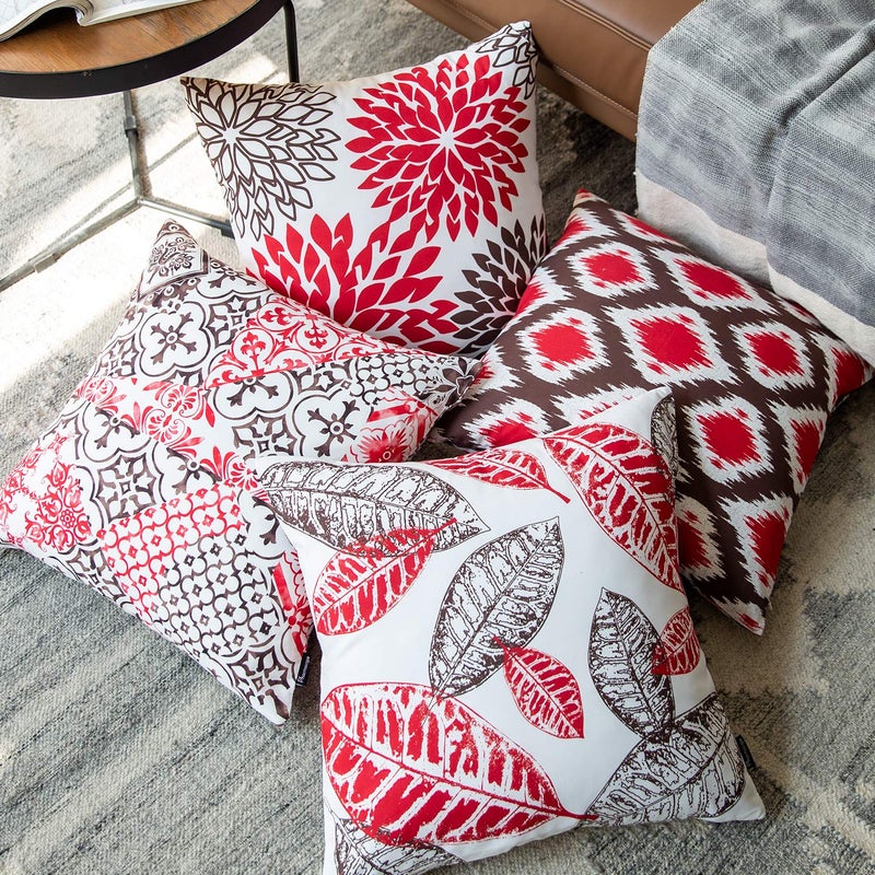 Phantoscope Set of 4 New Living Series Decorative Throw Pillow Case Cushion Cover, Red, 18" x 18" inches, 45cm x 45cm - Image 3