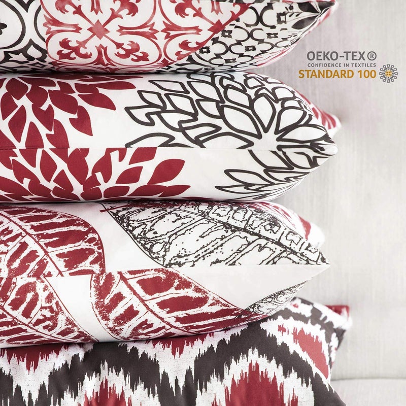 Phantoscope Set of 4 New Living Series Decorative Throw Pillow Case Cushion Cover, Red, 18" x 18" inches, 45cm x 45cm - Image 5