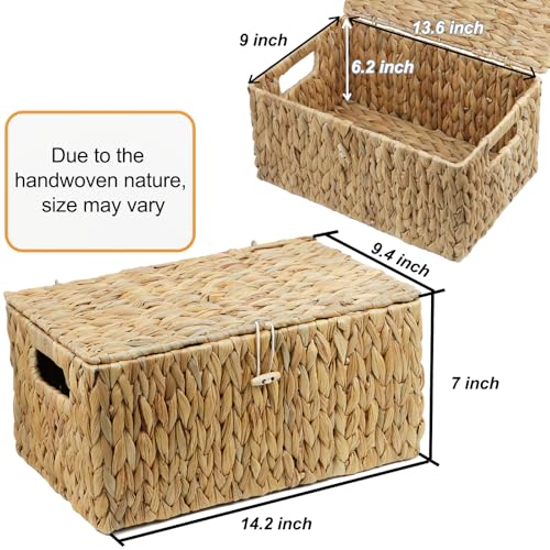 ORDELITE Large Wicker Basket with Lid Rectangular Water Hyacinth Storage Baskets for Organizing Woven Basket for Storage Decorative Boxes Bins with Lids Home Organizer Decor - Image 3