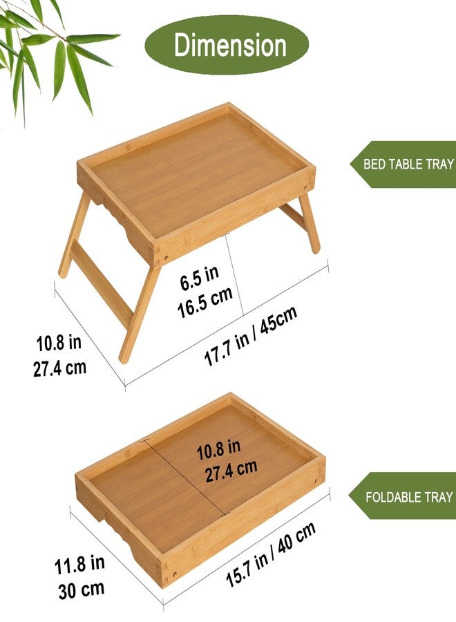 Asuthzon Bed Tray Table for Eating with Folding Legs, Bamboo Breakfast Table in Bed for Eating on Couch, Bed, Laptop Computer Tray(1 Pack Bamboo, Medium) - Image 2