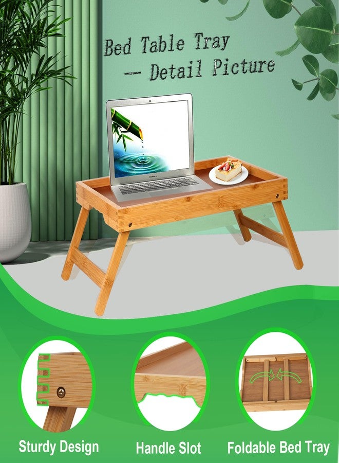 Asuthzon Bed Tray Table for Eating with Folding Legs, Bamboo Breakfast Table in Bed for Eating on Couch, Bed, Laptop Computer Tray(1 Pack Bamboo, Medium) - Image 3