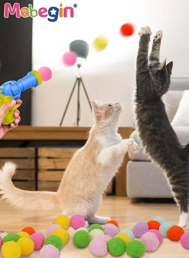 ميبيجين مجموعة ألعاب للقطط مع مسدس قاذف، 50 كرة ملونة للقطط ولعبة رولي بولي على شكل فأر، ألعاب تفاعلية مضحكة للقطط، ألعاب لتنمية قدرات القطط، ألعاب ناعمة وآمنة للقطط (ألوان عشوائية) - Image 2