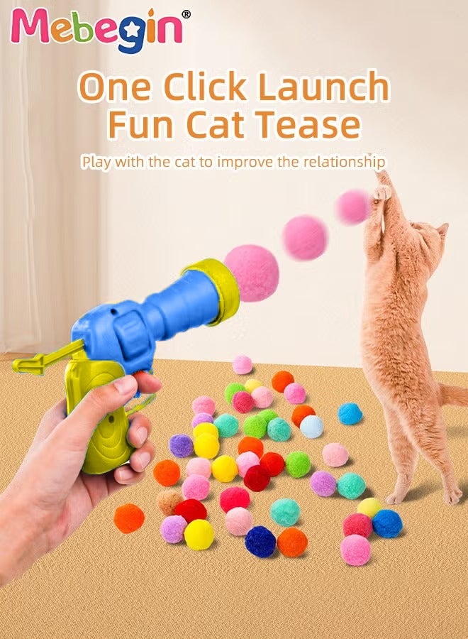 ميبيجين مجموعة ألعاب للقطط مع مسدس قاذف، 50 كرة ملونة للقطط ولعبة رولي بولي على شكل فأر، ألعاب تفاعلية مضحكة للقطط، ألعاب لتنمية قدرات القطط، ألعاب ناعمة وآمنة للقطط (ألوان عشوائية) - Image 4