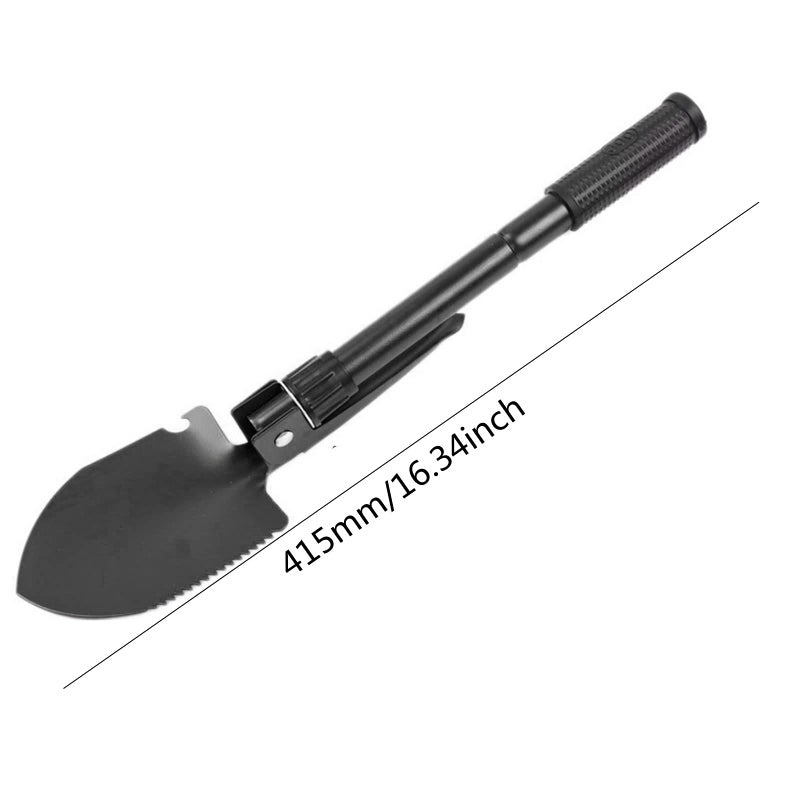 Hovico Military Small Folding Camping Shovel, Mini Compact Pickaxe with Carrying Pouch for Gardening, Off Road, Hunting, Car Emergency, Remove Ice (Black) - Image 2