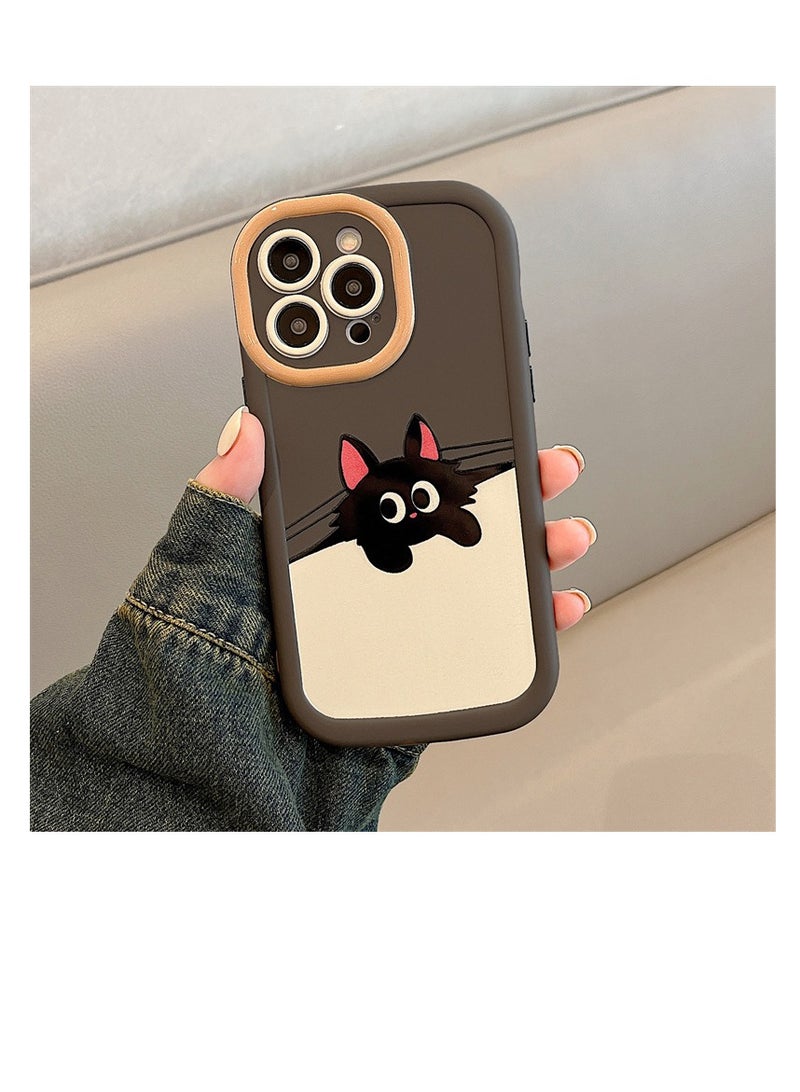 NIBEMINENT Coffee Bottom Black Cat Protective TPU Case Cover For iPhone 17 Pro Max