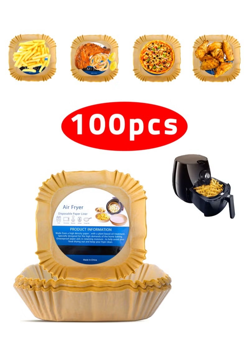100pcs Air fryer paper food plate liner brown 20x20 - Image 1