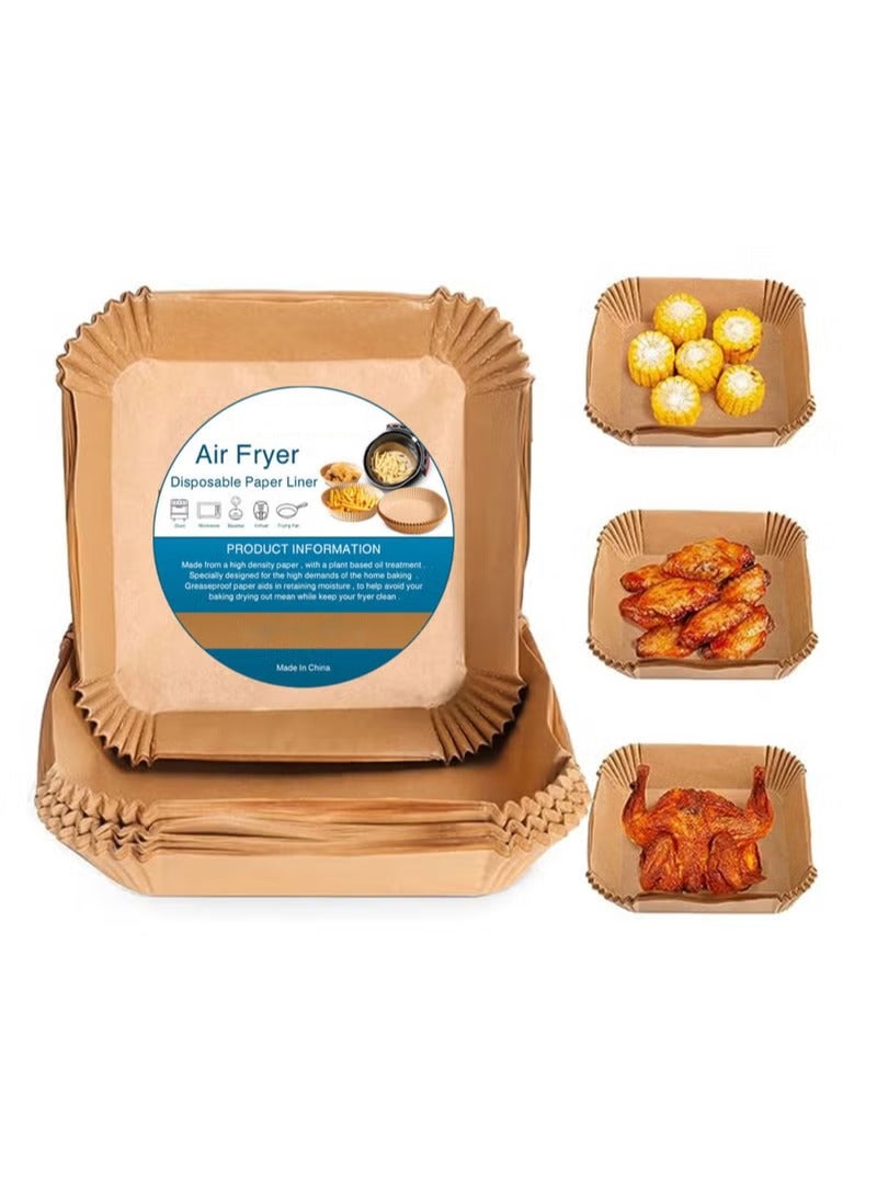 100pcs Air fryer paper food plate liner brown 20x20 - Image 3