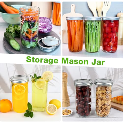 CARBLIN Wide Mouth Mason Jars 24 oz, 6 Pack 720ml Glass Canning Jars with Airtight Lids, Large Storage Jars with Labels Brush, Clear Mason Jars for Canning, Fermenting, Pickling, DIY Projects - Image 4