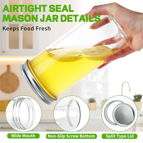 CARBLIN Wide Mouth Mason Jars 24 oz, 6 Pack 720ml Glass Canning Jars with Airtight Lids, Large Storage Jars with Labels Brush, Clear Mason Jars for Canning, Fermenting, Pickling, DIY Projects - Image 5