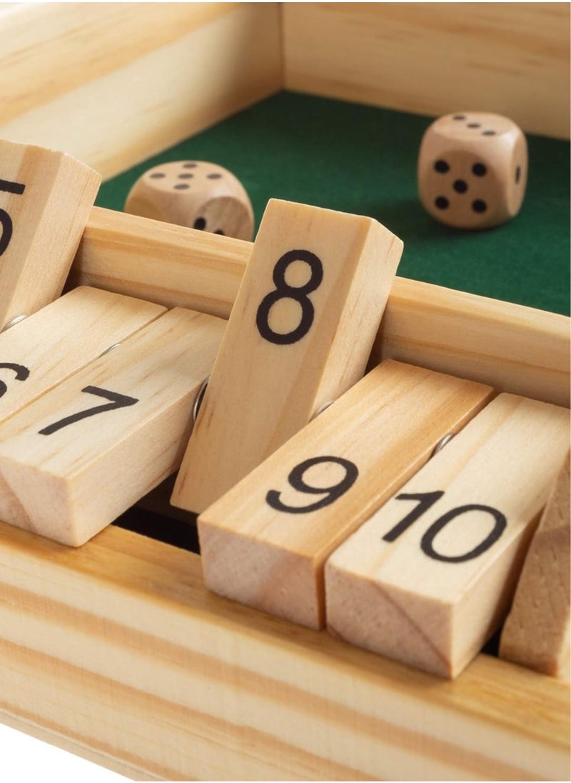 Sky Land Shut The Box Game - Classic Wooden Dice Board Game for Kids and Adults - Traditional Educational Parent-Child Table Game for Four Players  - Image 4
