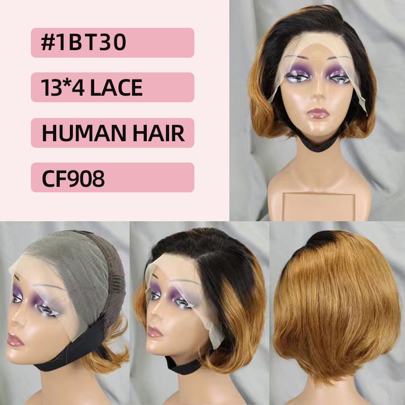 13*4 Full Frontal Lace Human Hair Wig #1BT30  13*4