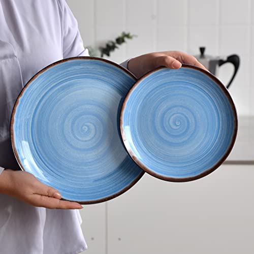 Hesinco Melamine Dinnerware Set, Plates And Bowls Sets for 4, 12PCS Blue Color Dinnerware Sets, Unbreakable Dinnerware Dishwasher Safe BPA Free(Blue) - Image 2