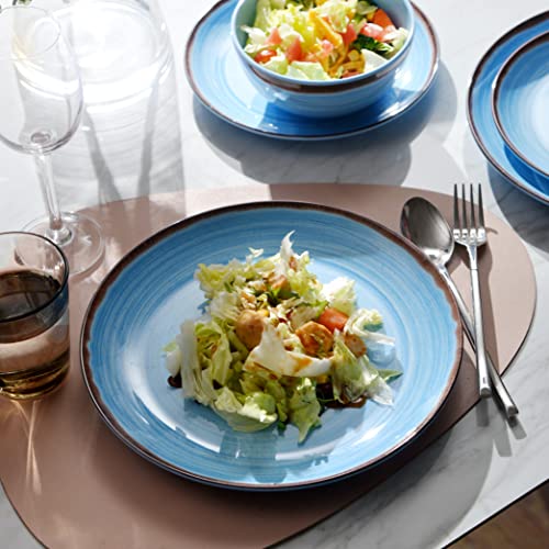 Hesinco Melamine Dinnerware Set, Plates And Bowls Sets for 4, 12PCS Blue Color Dinnerware Sets, Unbreakable Dinnerware Dishwasher Safe BPA Free(Blue) - Image 3