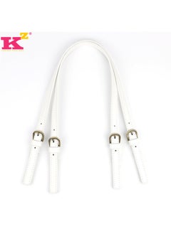 Arabest Spot Detachable Double Buckle Leather Bag Strap Crossbody Shoulder Bag with pu Stitch diy Handmade Bag Strap (New) White (1 bar) 