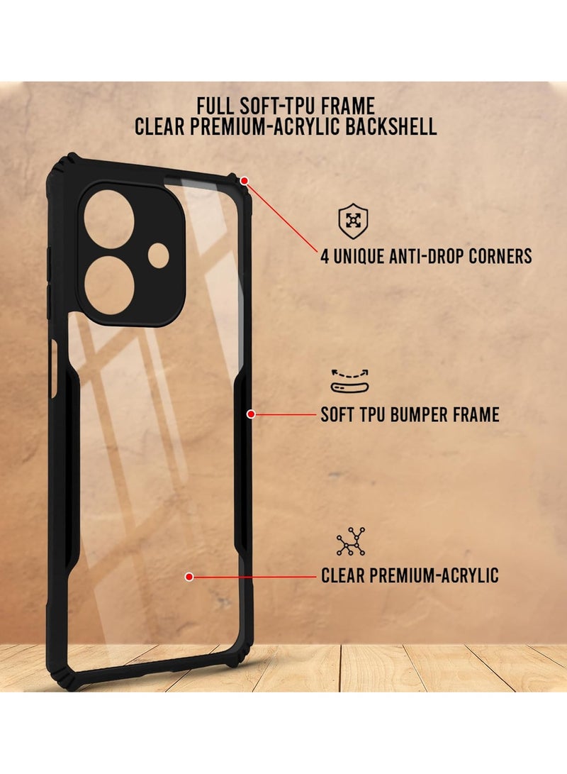 Case for Oppo A3 / Oppo A3x Clear Cover Hard PC Back Cover with Shockproof TPU Black Border 360 Degree Impact Resistant non-Yellowing Transparent Cover For Oppo A3 / Oppo A3x