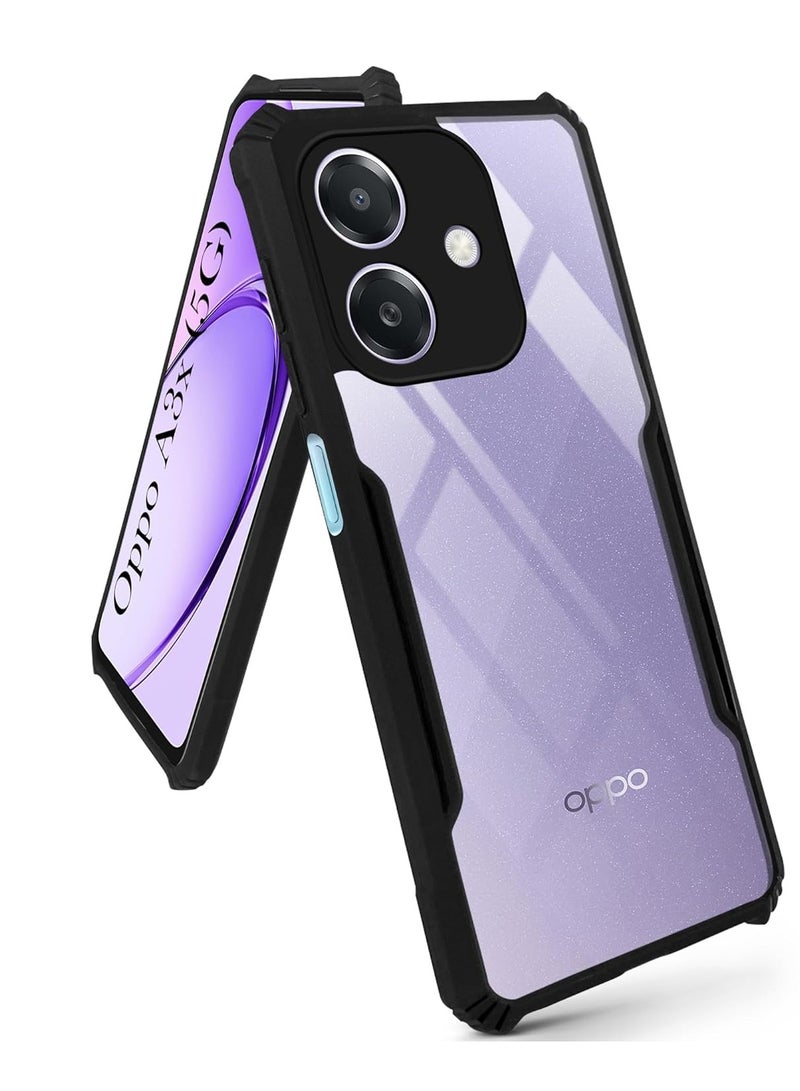 Case for Oppo A3 / Oppo A3x Clear Cover Hard PC Back Cover with Shockproof TPU Black Border 360 Degree Impact Resistant non-Yellowing Transparent Cover For Oppo A3 / Oppo A3x