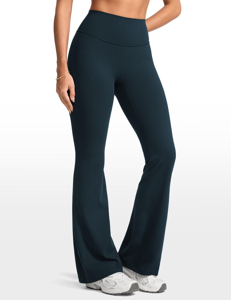 INGIA Womens High Waist No Front Seam Scrunch Butt Flare Leggings Workouts 31 Inches V-Back Bootcut Gym Yoga Pants Cove Medium - Image 4