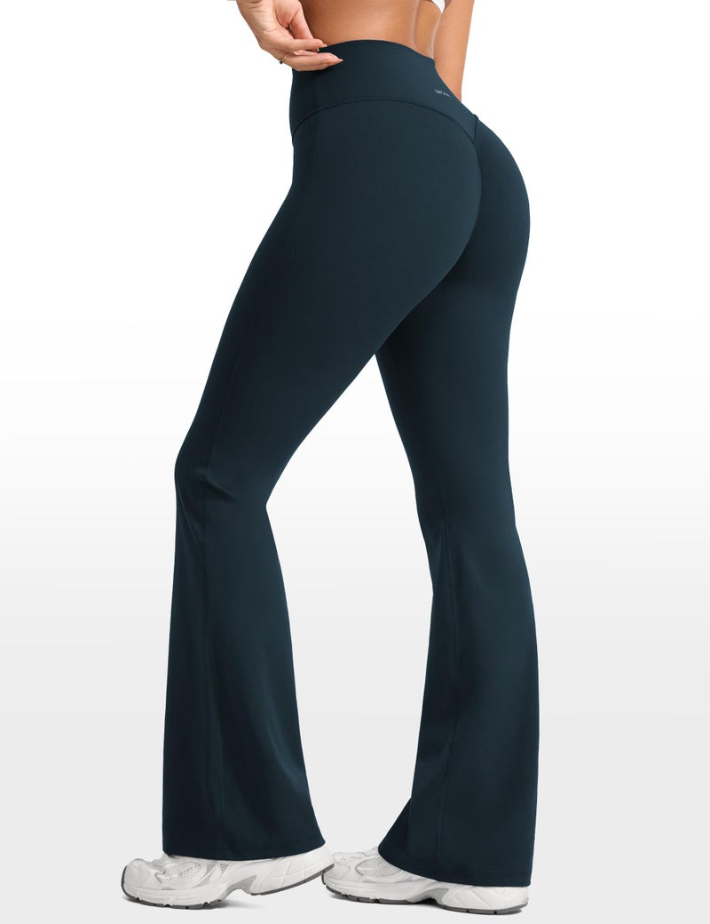 INGIA Womens High Waist No Front Seam Scrunch Butt Flare Leggings Workouts 31 Inches V-Back Bootcut Gym Yoga Pants Cove Medium - Image 2
