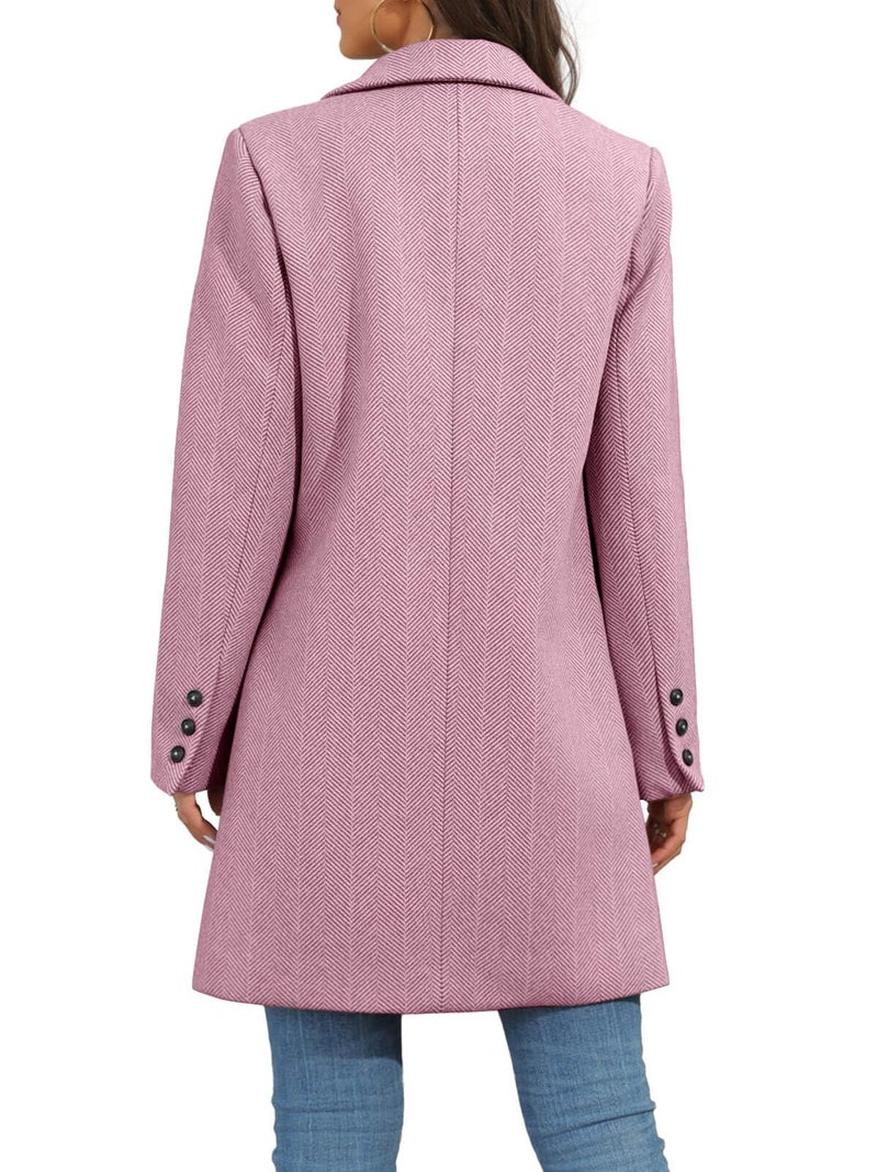 Ebifin Women's Notch Lapel Double Breasted Trench Coat Peacoat Winter Casual Long Blazer Jacket Overcoat - Image 4