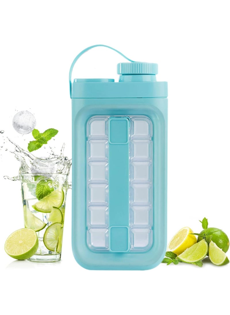 Breewell Breewell Ice Cube Trays 2 in 1 Portable Ice Ball Maker Kettle with 17 Grids Flat Body Lid Cooling Ice Pop Cube Molds for Hockey,Cocktail,Coffee,Whiskey,Champagne,Beer,Juice,Water | Multicolor  - Image 1