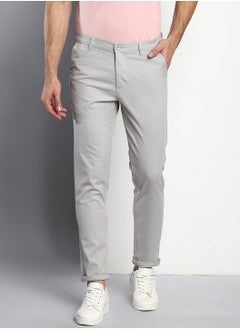 Dennis Lingo Men's Light Grey Tapered Fit Cotton Chino  - Image 2