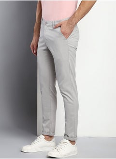 Dennis Lingo Men's Light Grey Tapered Fit Cotton Chino  - Image 3