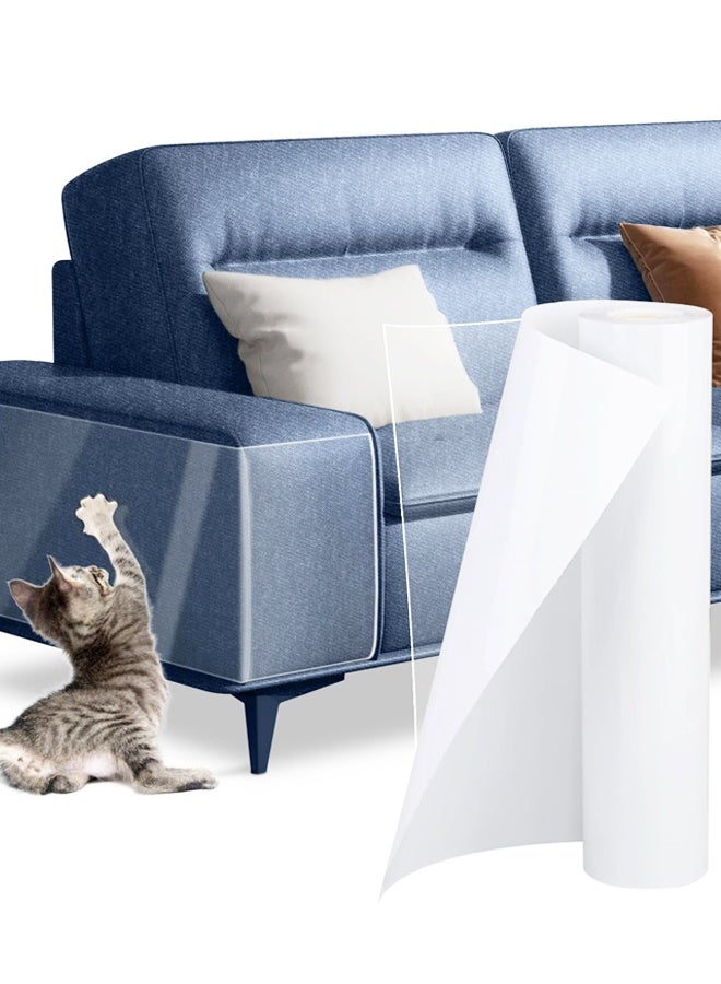 واقي أثاث من خدوش القطط - غطاء بلاستيكي لاصق شفاف ومرن لحماية الأريكة، شريط تدريب لاصق من جانب واحد لردع القطط - سهل الاستخدام - Image 1